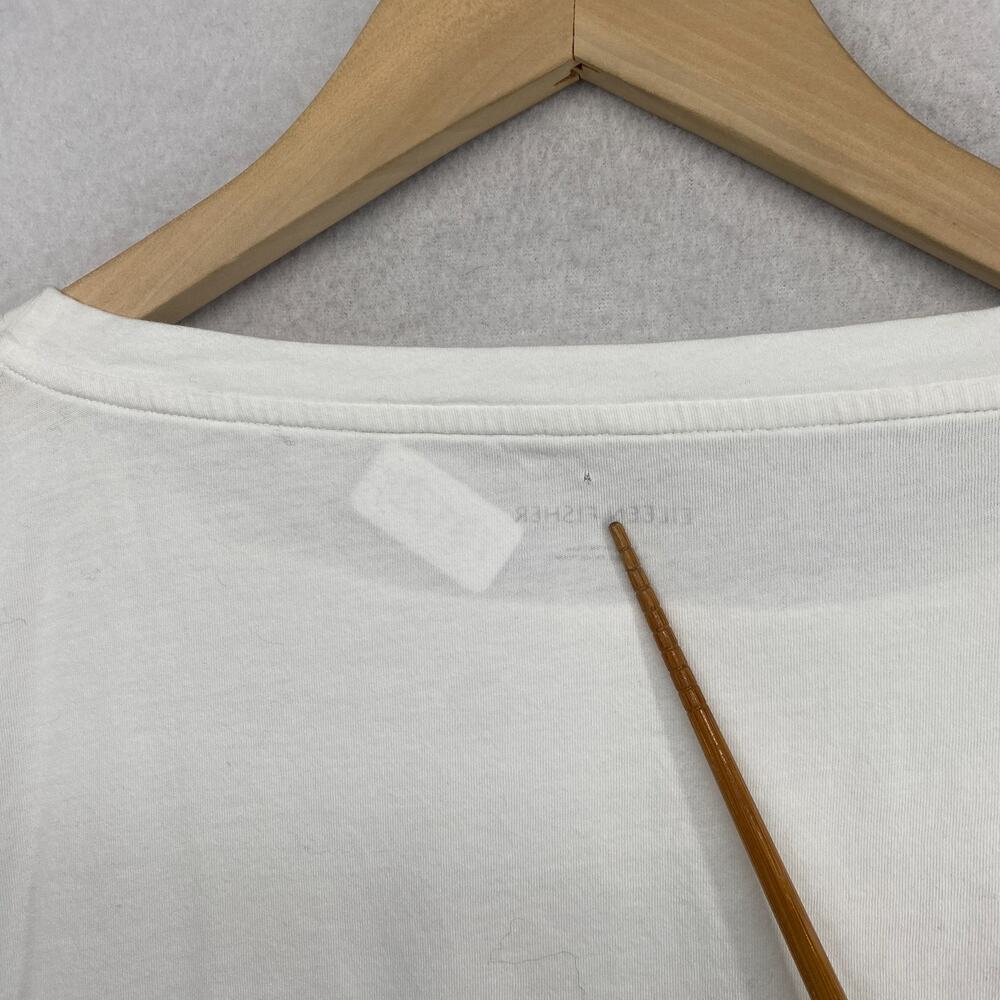 EILEEN FISHER Top L Slub Organic Cotton Jersey Oversized Boxy Dolman White - Picture 10 of 11